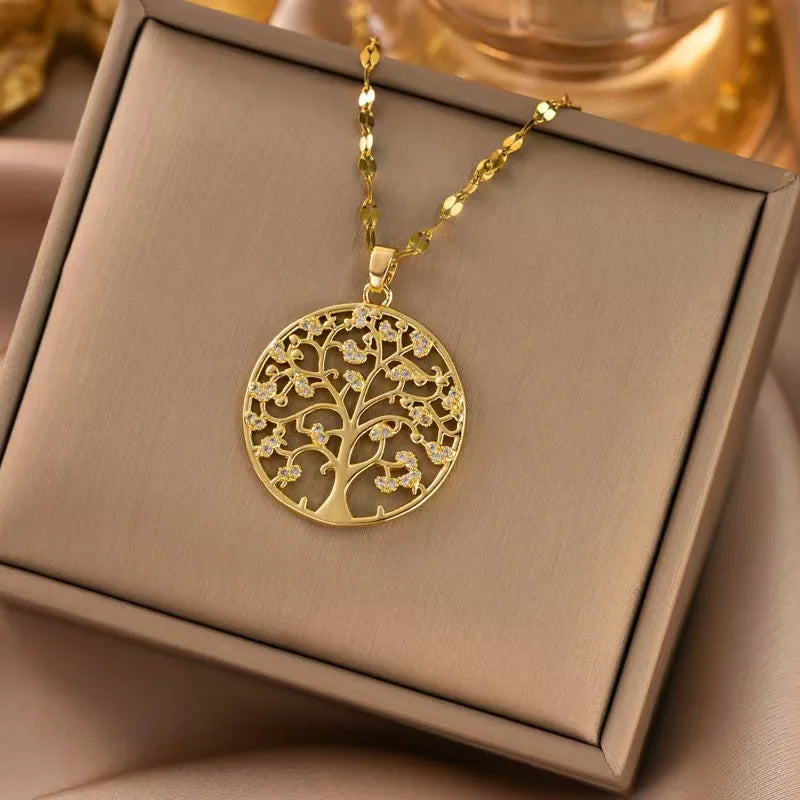 Hypoallergenic Stainless Steel 18k Gold Plated Zircon Heart Pearl Pendant Necklace for Women