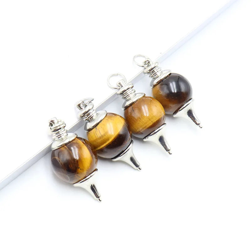 Wholesale Natural Stone Pendulum Pendant Energy Raw Stone Natural Crystal Pendulum Pendant Necklace Accessories