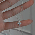 S925 Sterling Silver 4 Leaf Clover Zircon Pendant Necklace for Women, 18K Gold Plated Waterproof