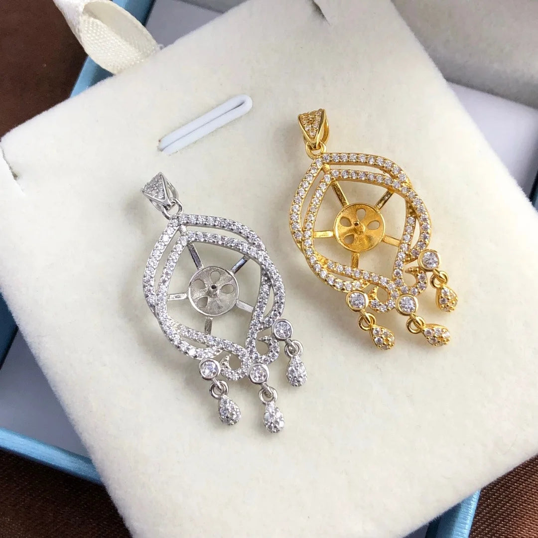 925 Sterling Silver Natural Freshwater Pearl Pendant 11-12mm, DIY Jewelry Accessory Without Chain