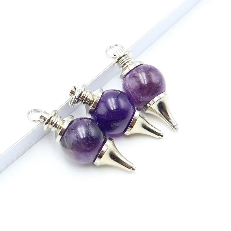 Wholesale Natural Stone Pendulum Pendant Energy Raw Stone Natural Crystal Pendulum Pendant Necklace Accessories