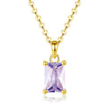 Classical Style 925 Sterling Silver Birthstone Pendant Necklace for Ladies, 12 Colors 5A Zircon