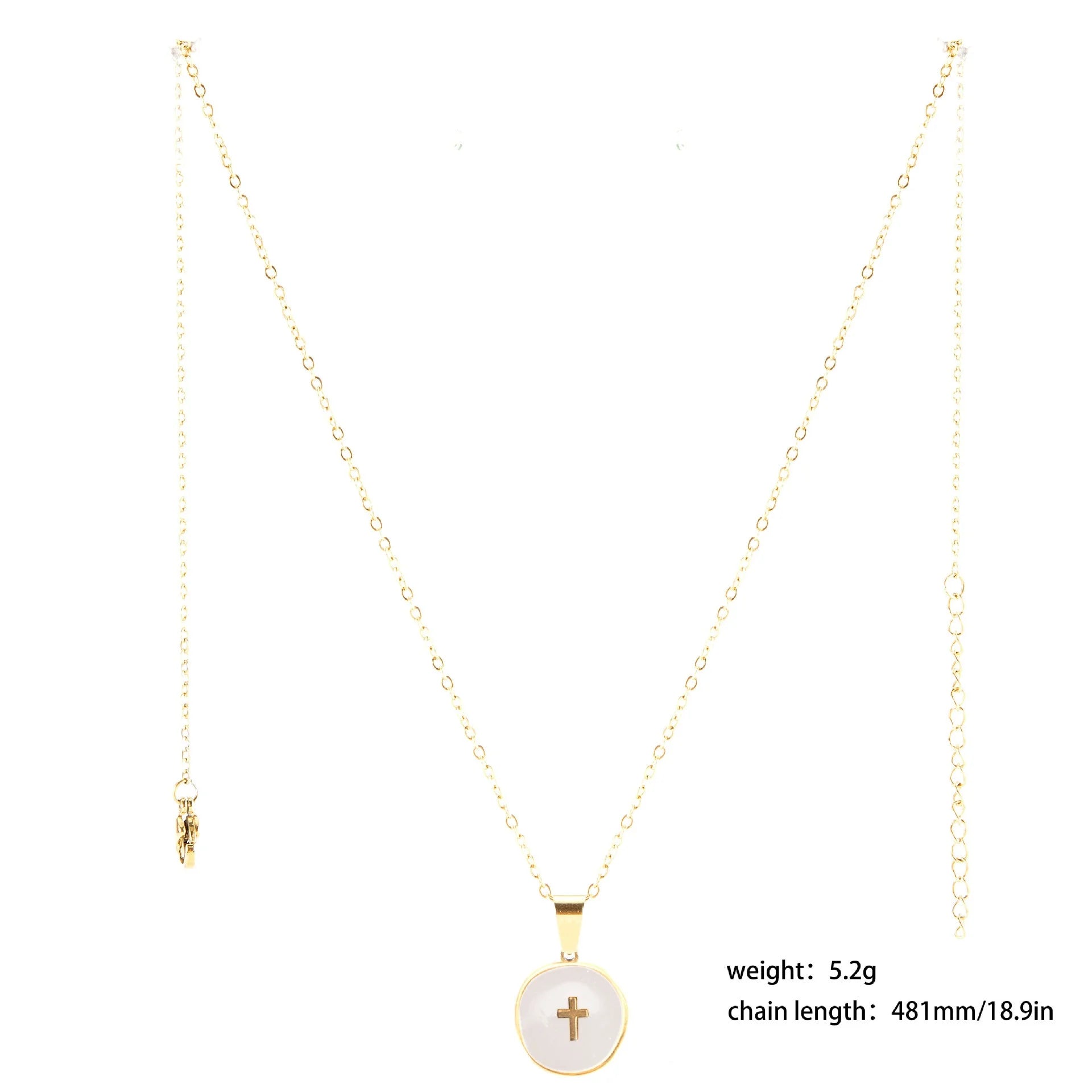 Stainless Steel Cross Oil Drop Necklace Pendant Trendy Figaro Chain Gold Plated Letter Shape Fashionable Anniversary Gift Idea