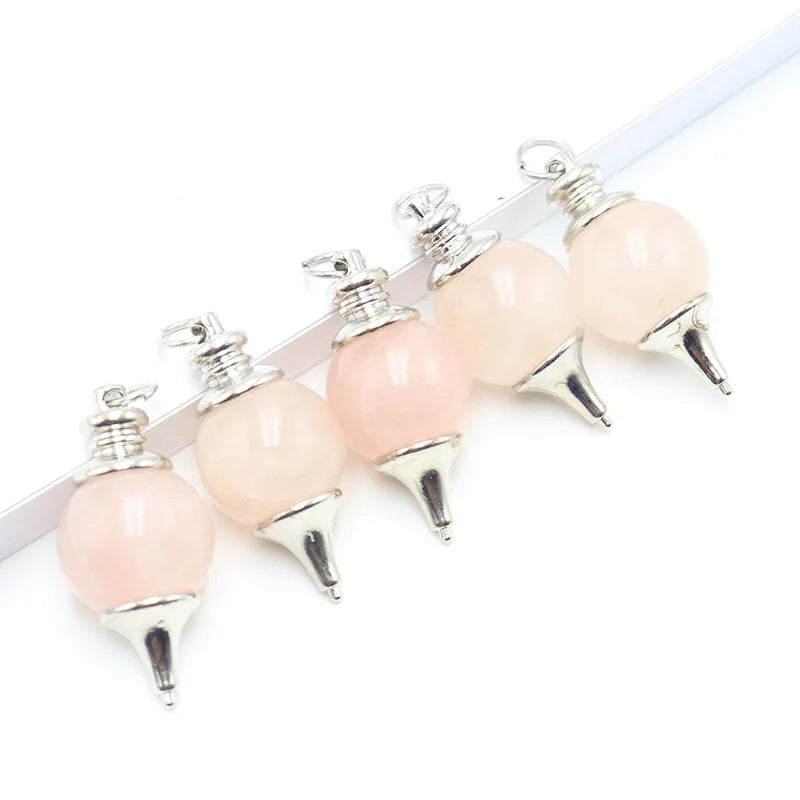 Wholesale Natural Stone Pendulum Pendant Energy Raw Stone Natural Crystal Pendulum Pendant Necklace Accessories