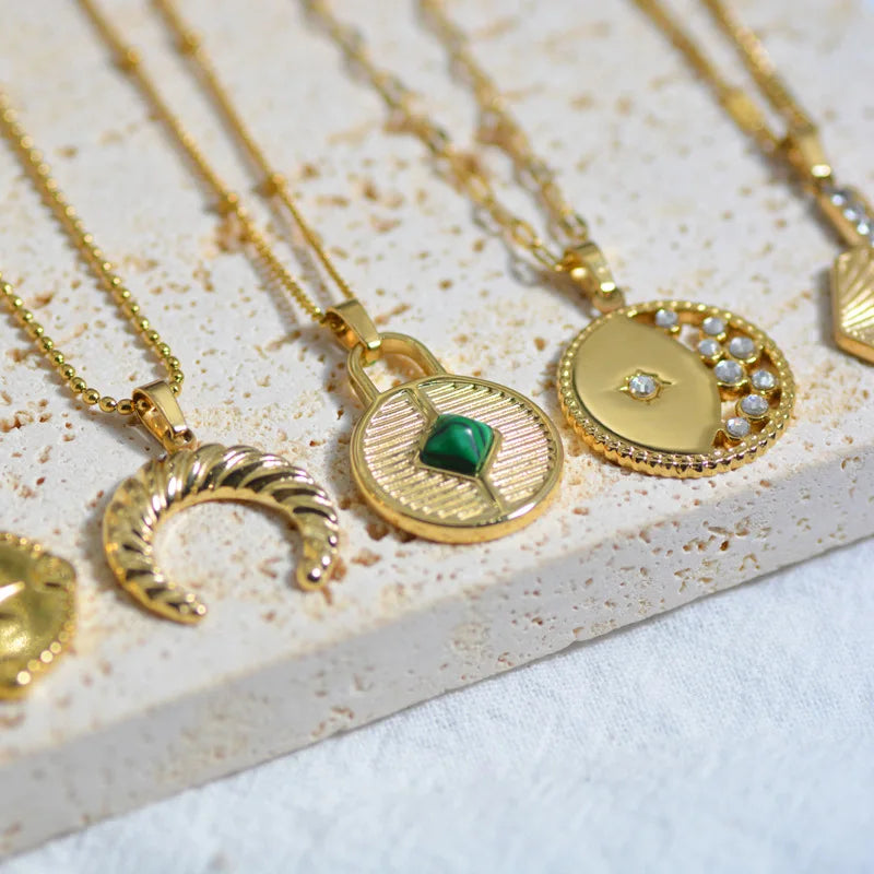 Stainless Steel Natural Stone & Oil Drop Pendants, DIY Jewelry Making Accessories