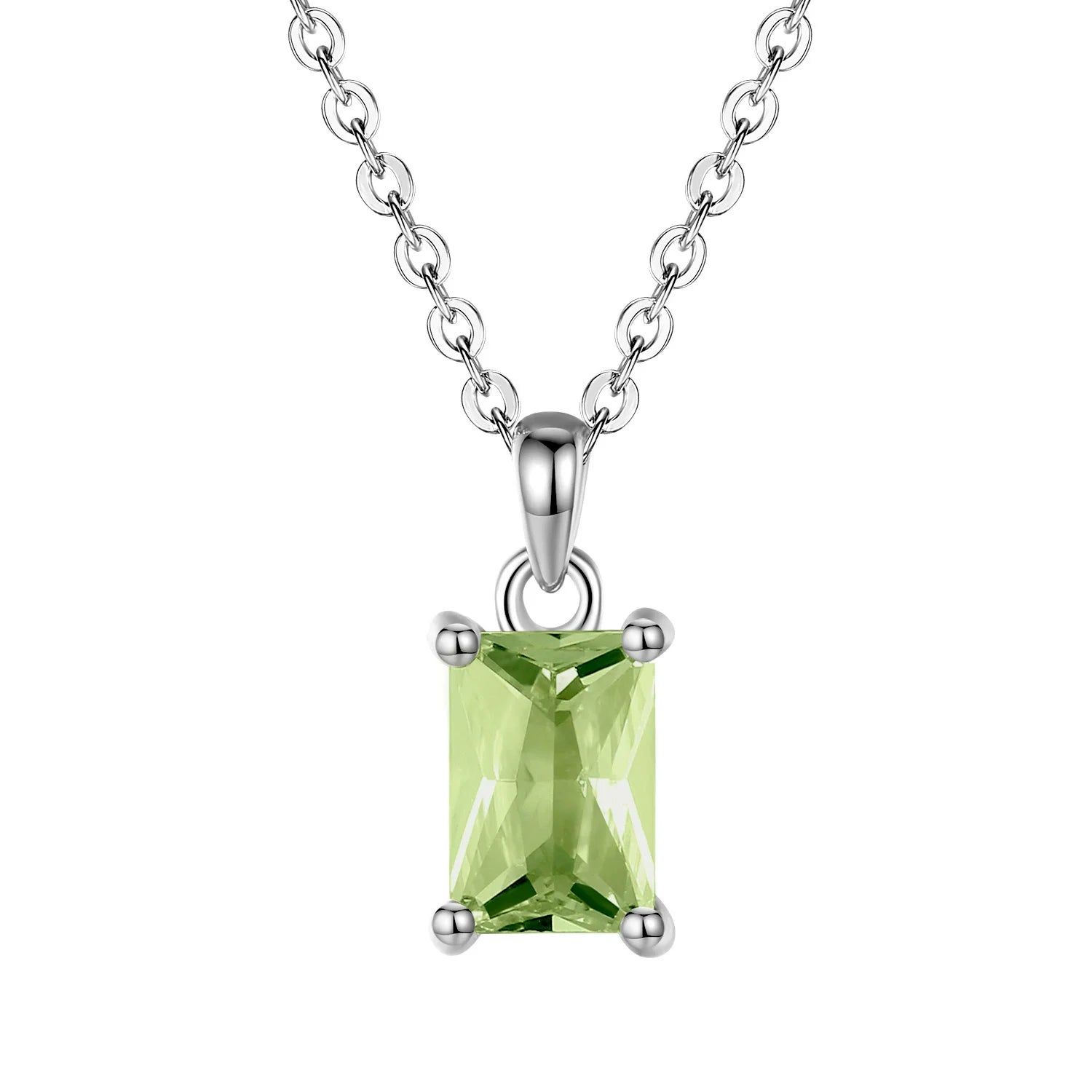 Classical Style 925 Sterling Silver Birthstone Pendant Necklace for Ladies, 12 Colors 5A Zircon