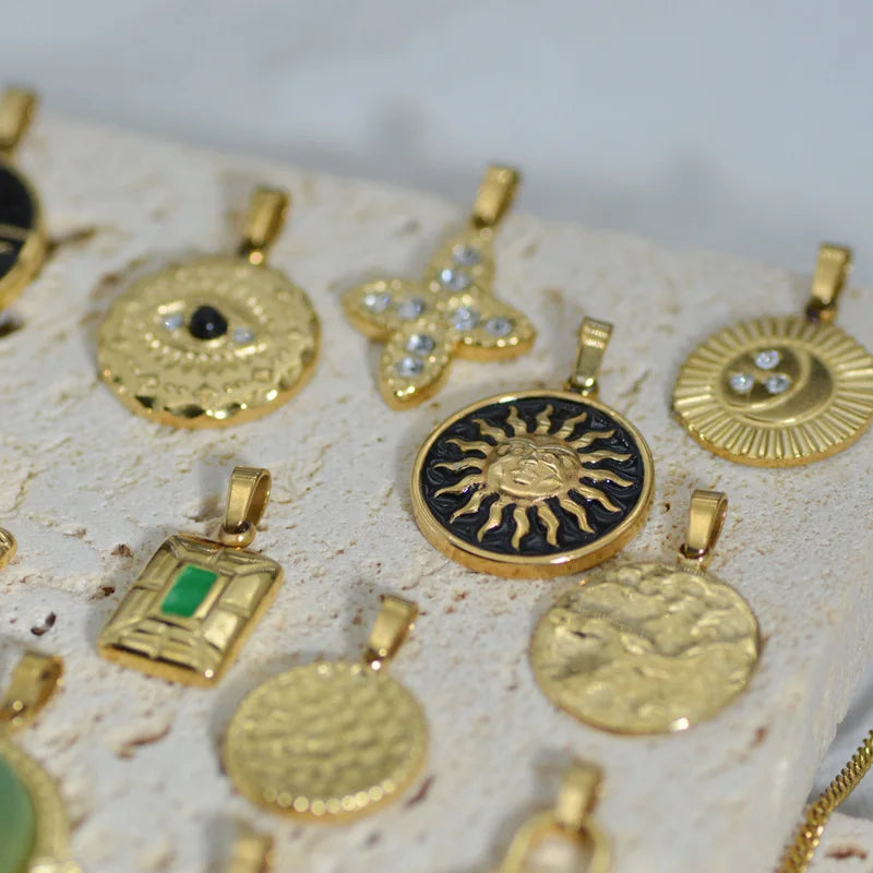 Stainless Steel Natural Stone & Oil Drop Pendants, DIY Jewelry Making Accessories